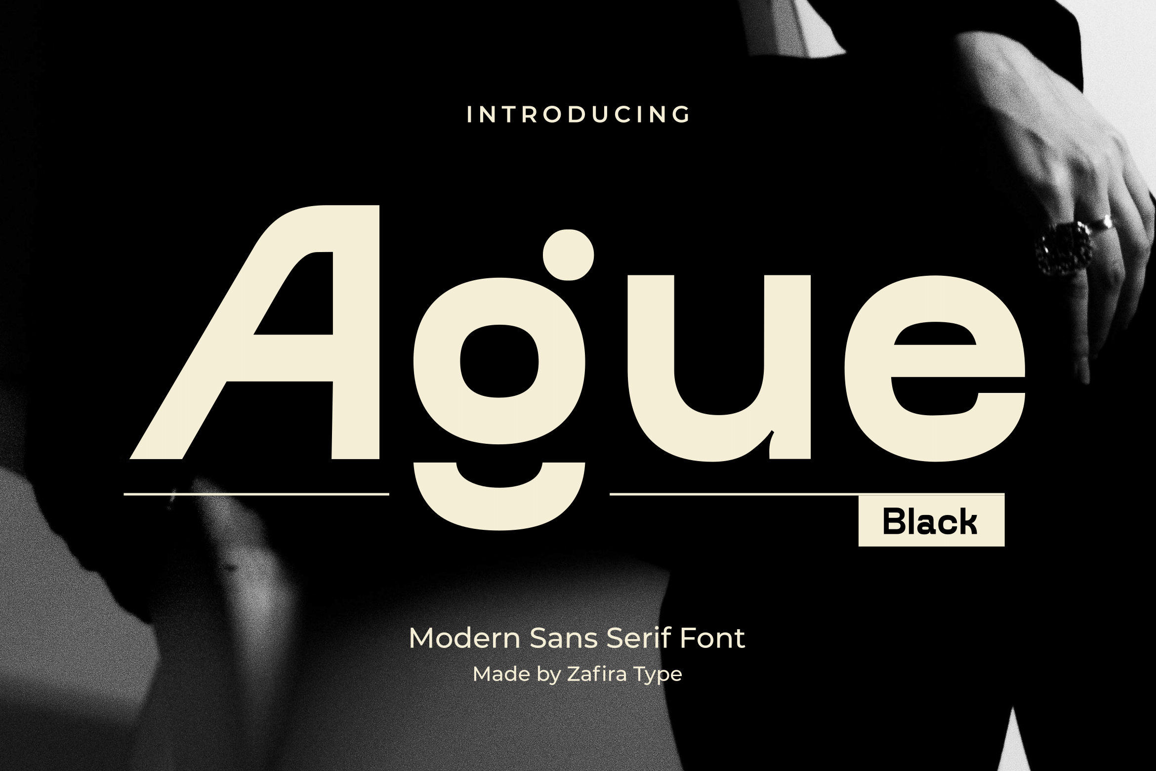 Ague Black Font by zafira.type, modern black sans serif font preview