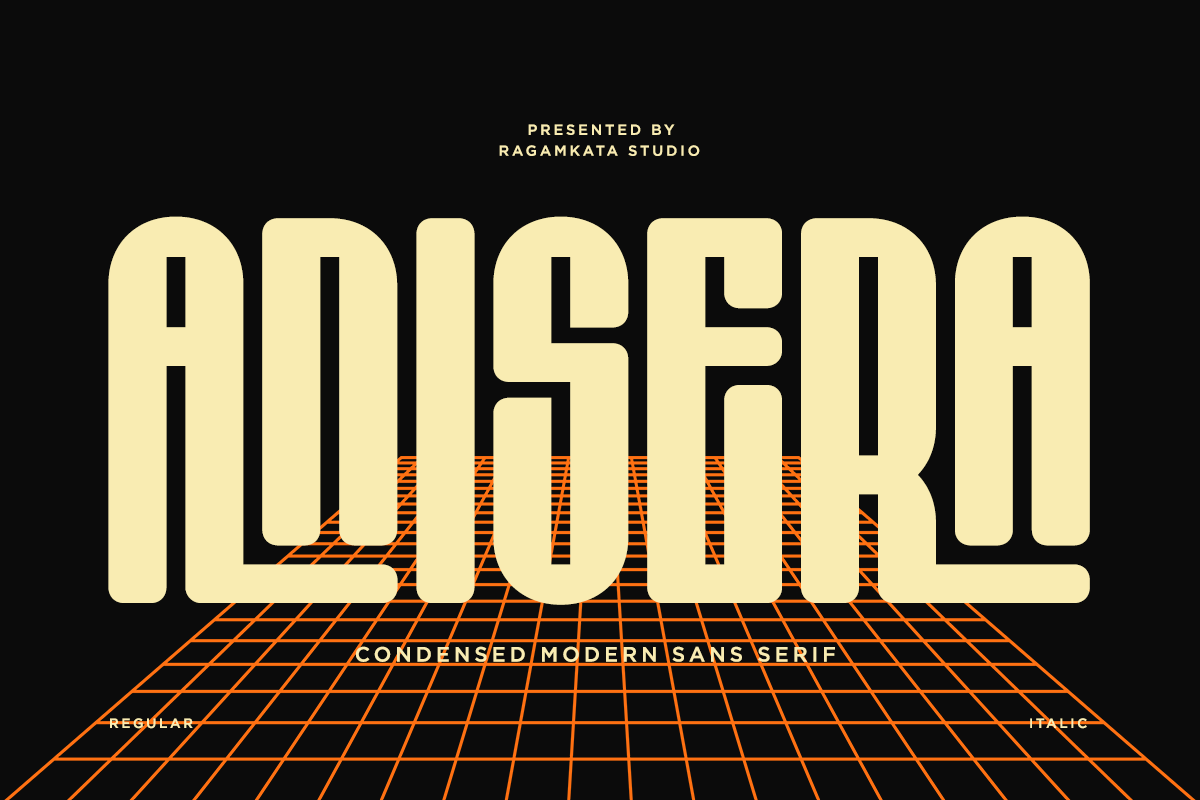 Anisera Font by RagamKata Studio, condensed modern sans serif font preview