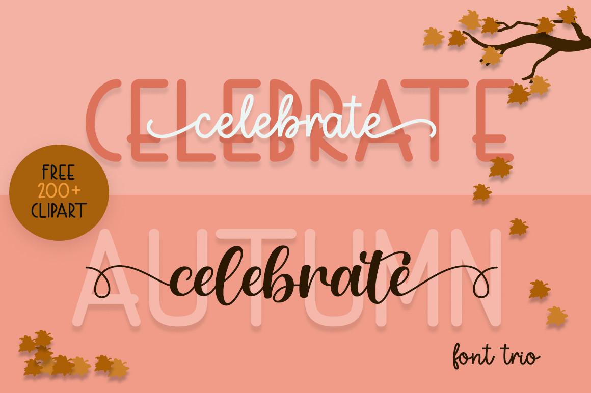 Autumn Celebrate Font by Fillo Graphic, fall script and sans font set preview