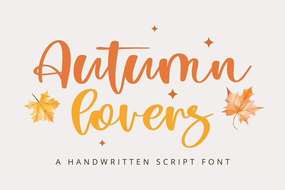 Autumn Lovers Font by BitongType, handwritten fall font preview