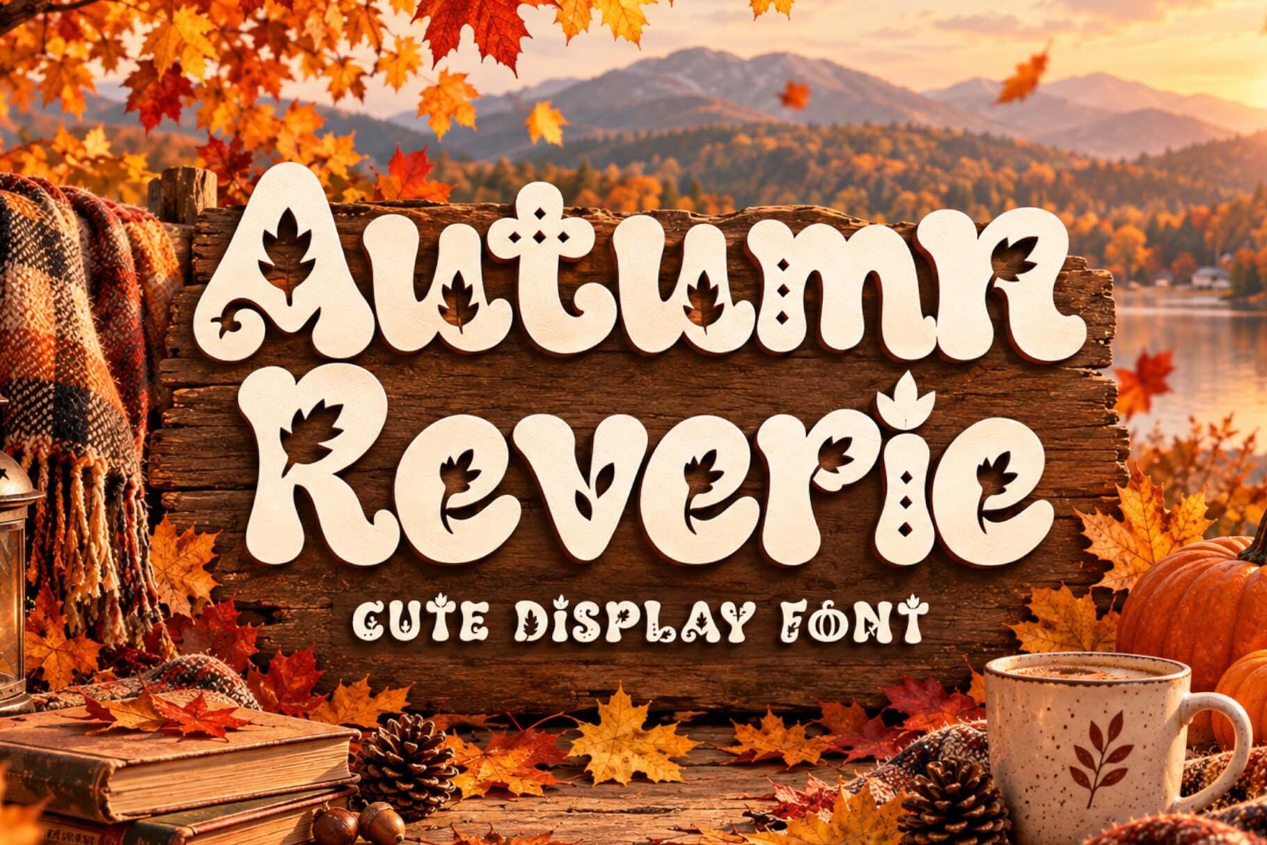 Autumn Reverie Font by yogaletter6, cute fall display font preview