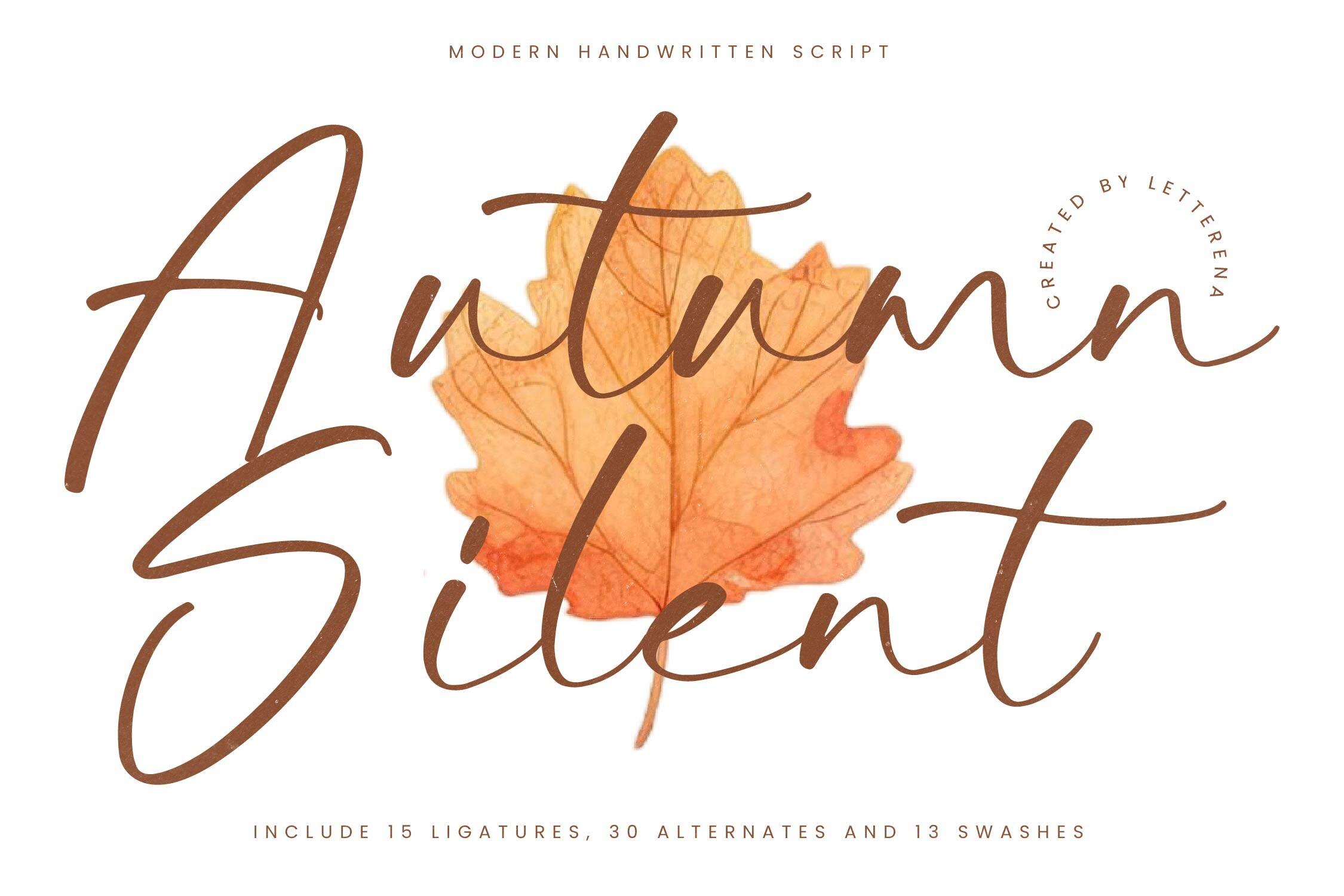 Autumn Silent Font by Letterena Studios, fall script font preview