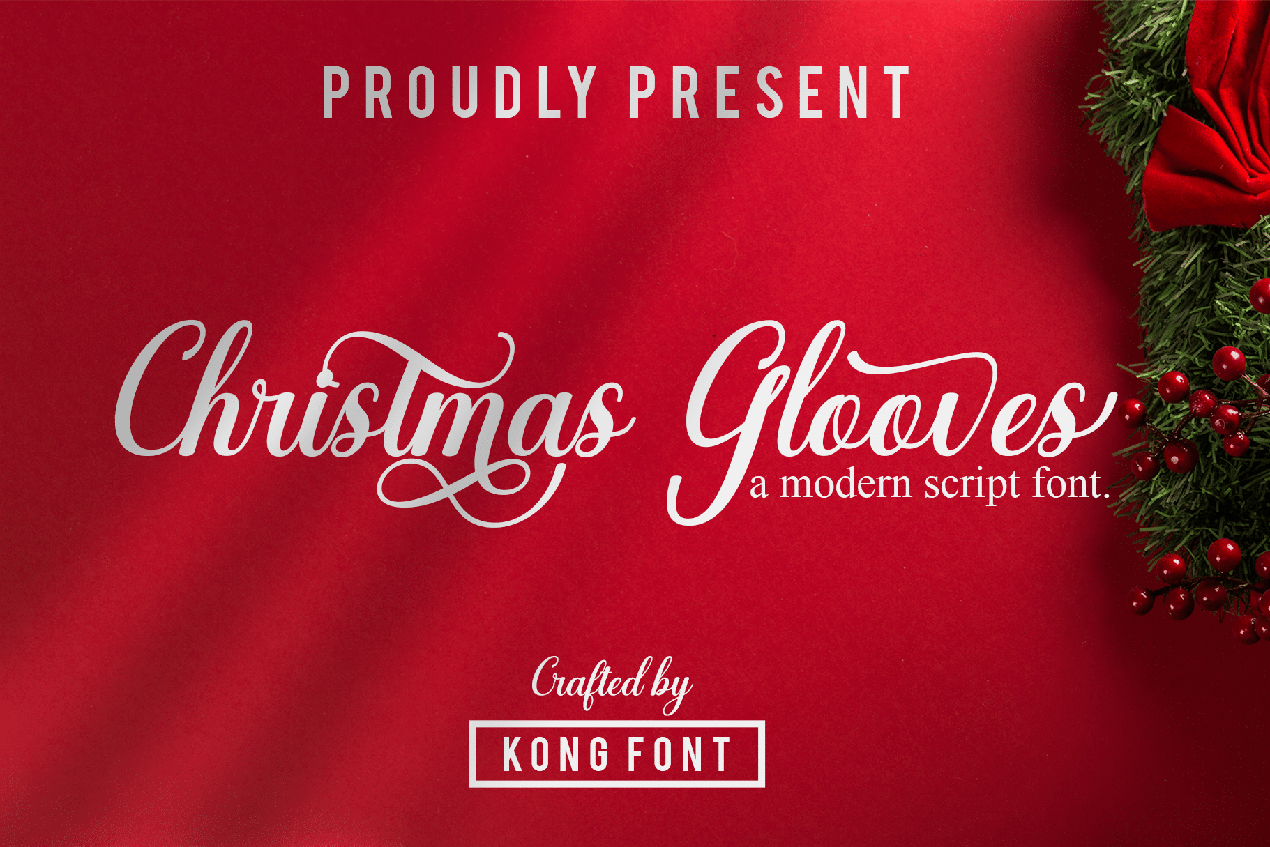 Christmas Glooves Font by Kong Font, slanted Christmas script font preview