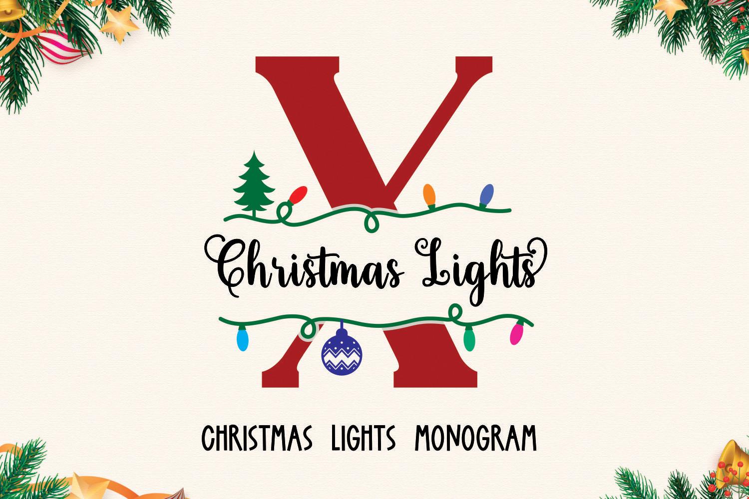 Christmas Lights Monogram Font by QueenCraft, Christmas lights split monogram font preview