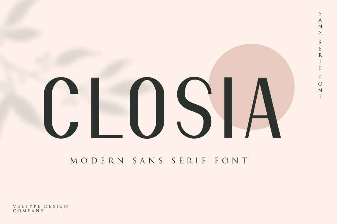 Closia Font by vultype, romantic sans serif font preview