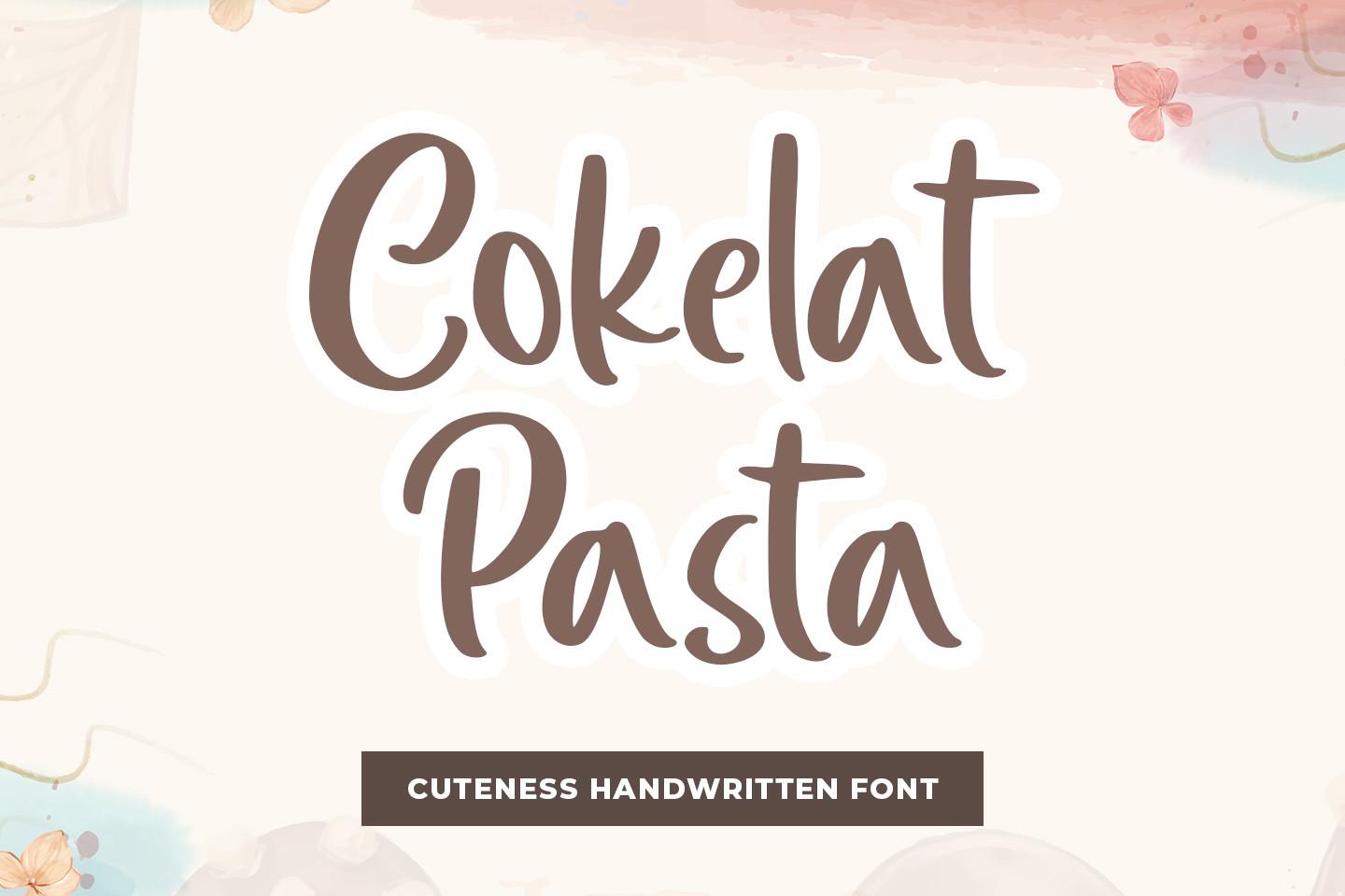 Cokelat Pasta Font by Abodaniel, chunky rounded handwriting in brown font preview