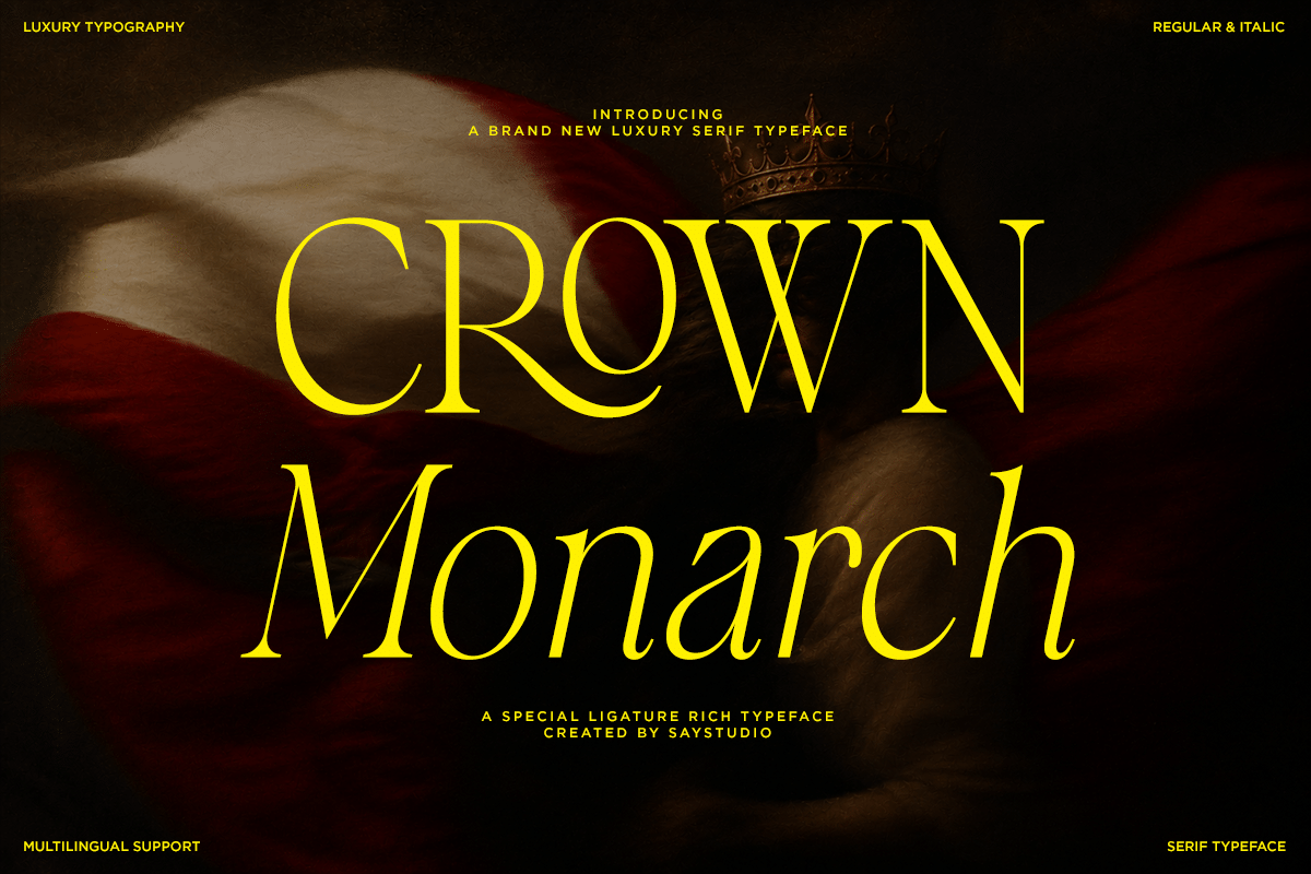 Crown Monarch Font by SayStudio, preview of the typeface