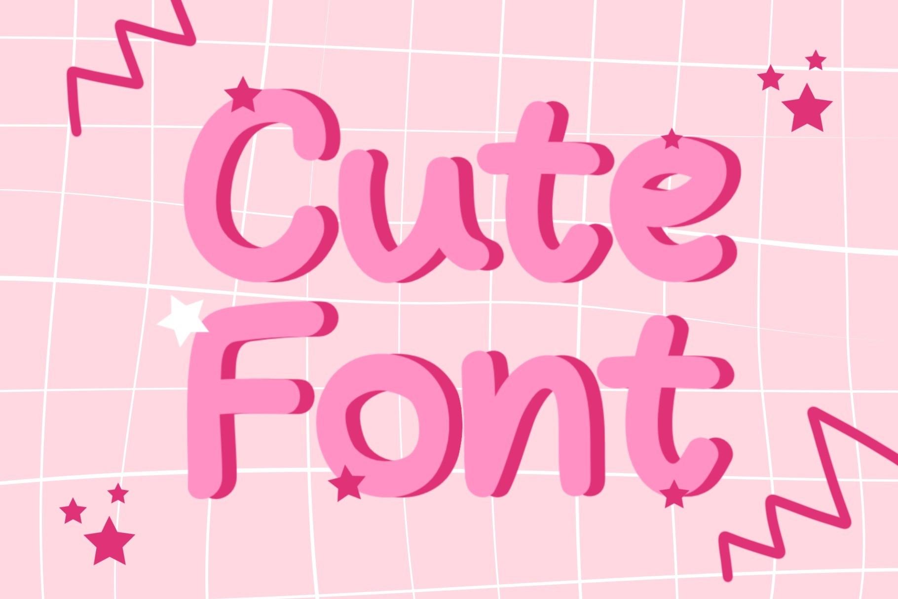 Cute Font by MyFontsShop, soft pink rounded 3D letters font preview