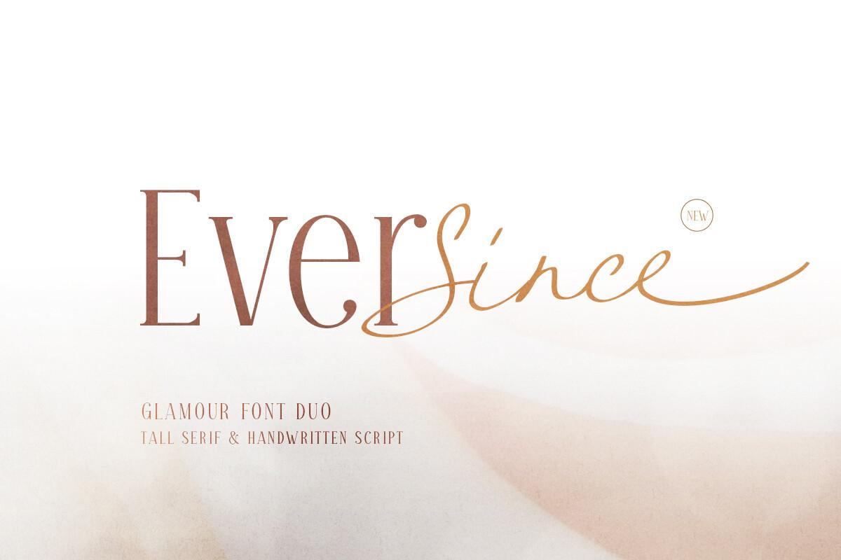 Ever Since Font by baletype, serif and script wedding duo preview