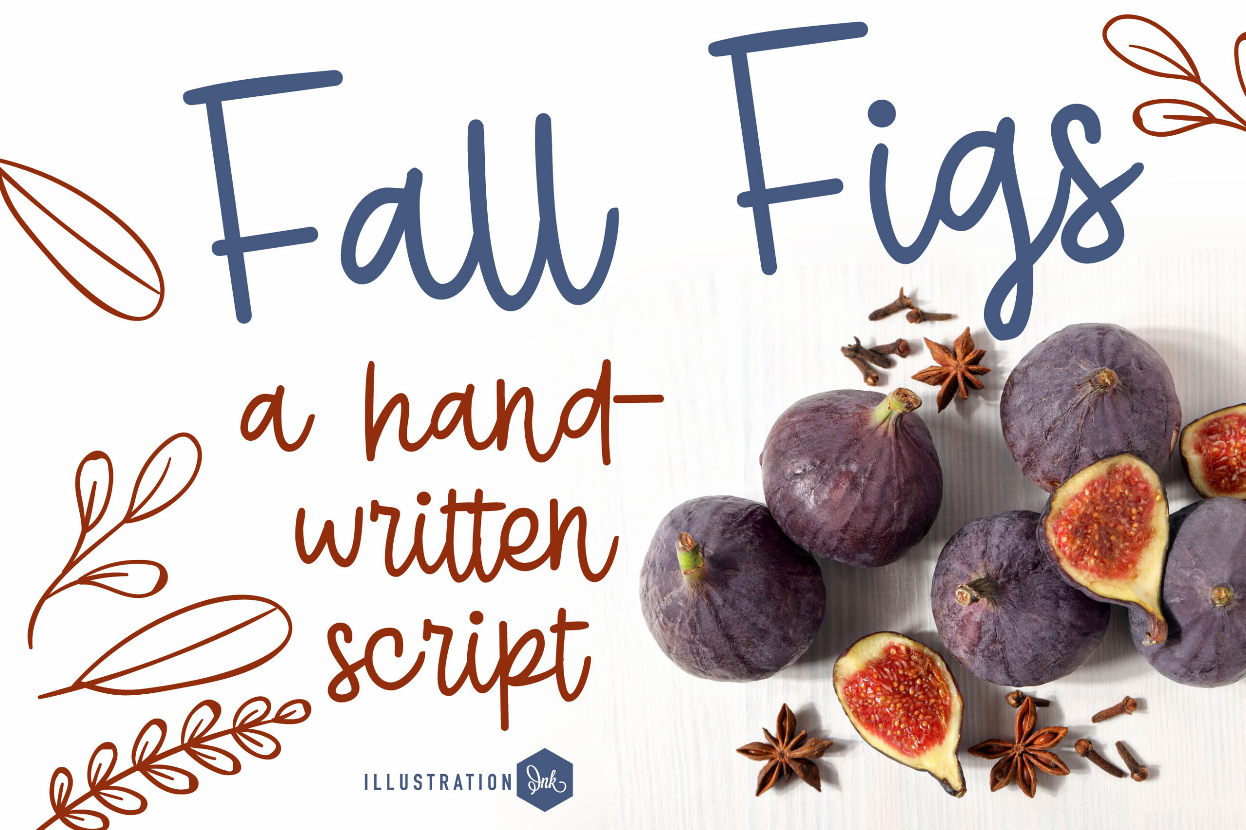 Fall Figs Font by Illustration Ink, hand-lettered fall font preview