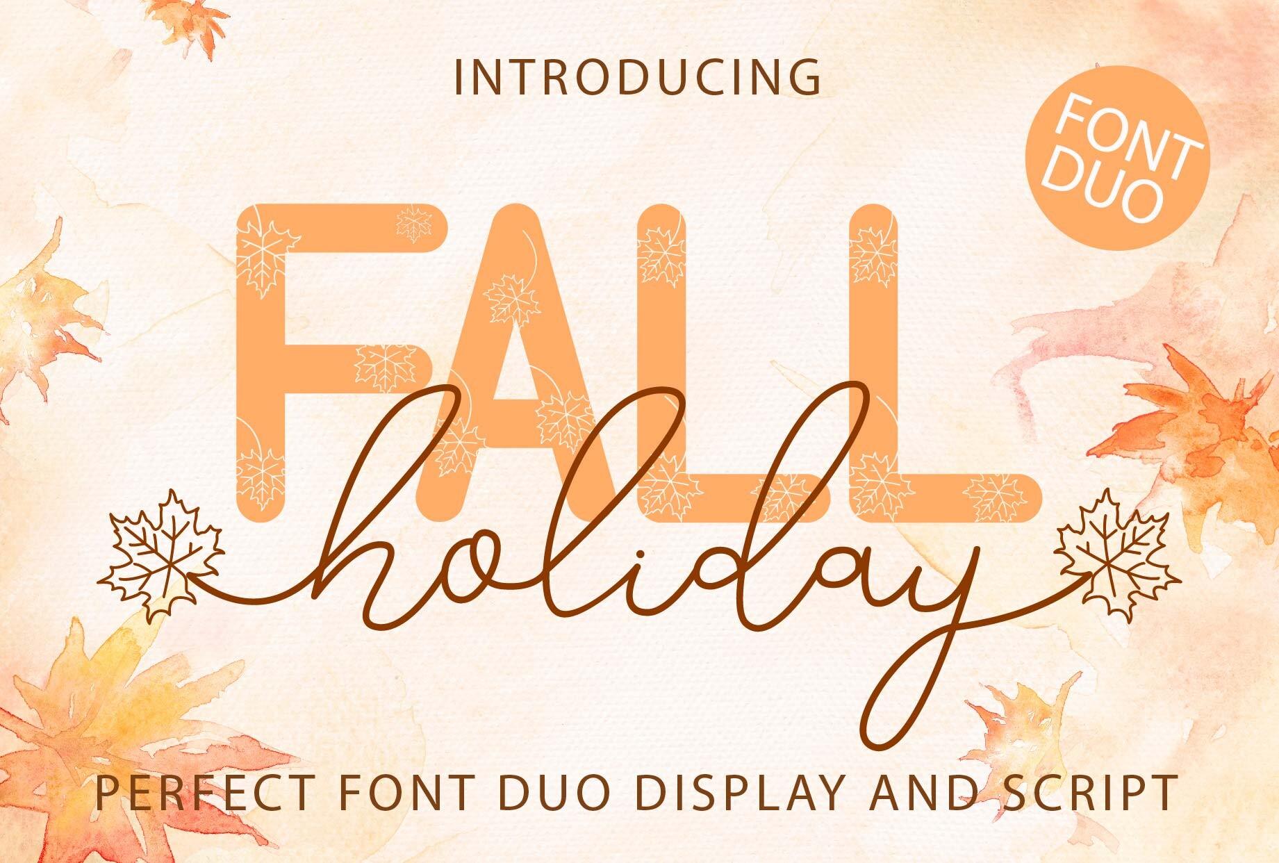 Fall Holiday Font by Densu Creative, fall display and script duo preview