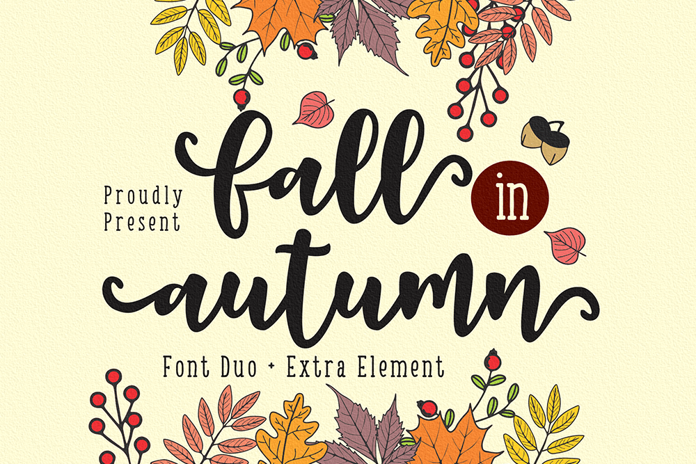 Fall in Autumn Font by Nun Creatype, bouncy fall script duo preview