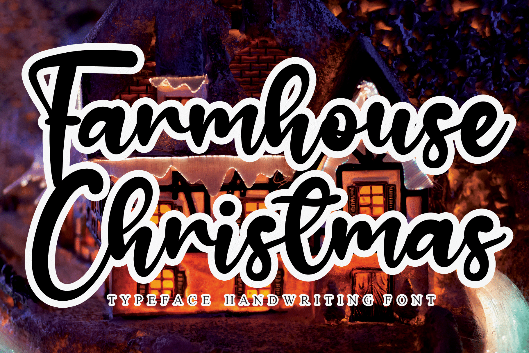 Farmhouse Christmas Font by Misterletter.co, heavy brush Christmas script font preview