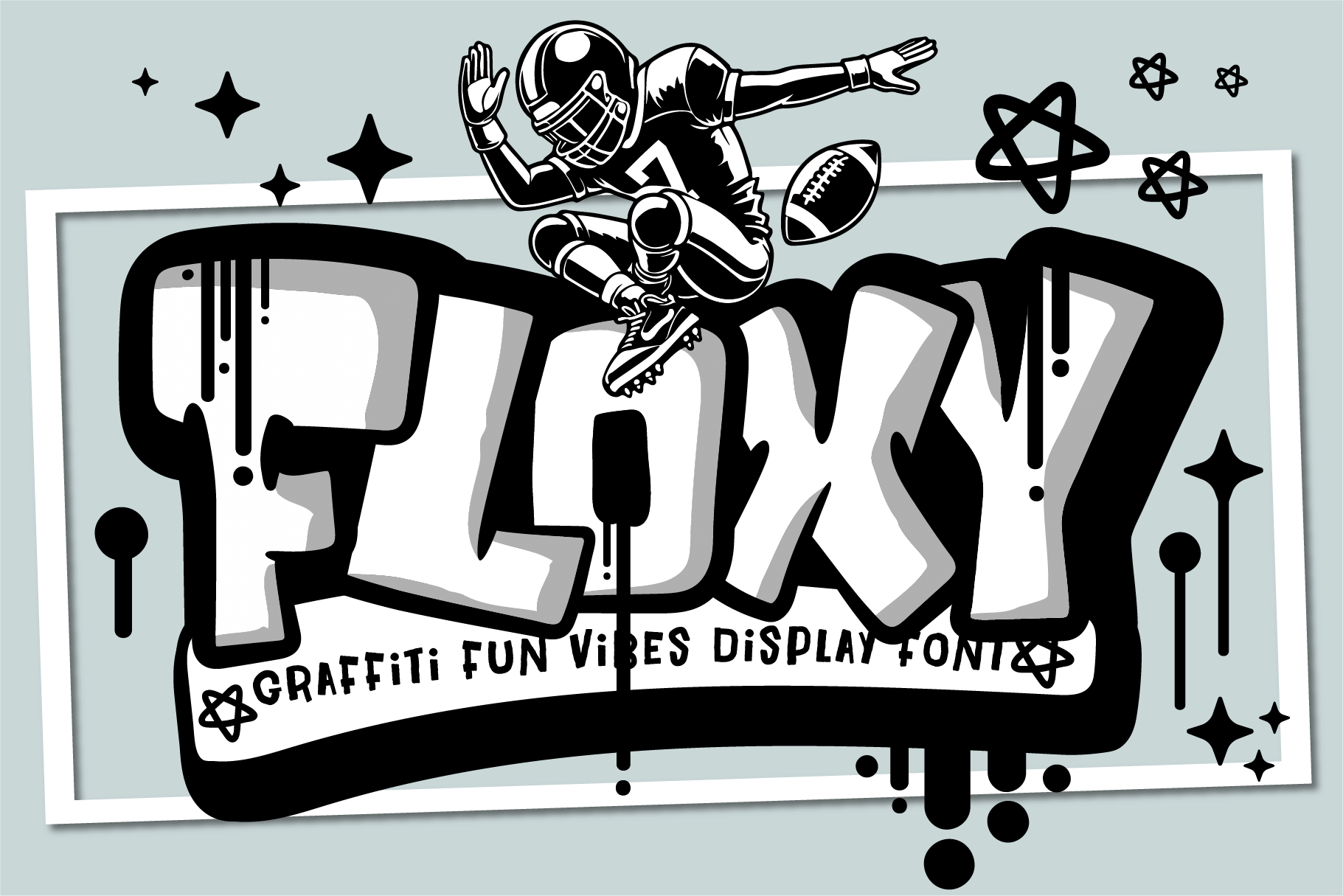Floxy Font by Nobu Collections, chunky white sticker-style graffiti letters font preview