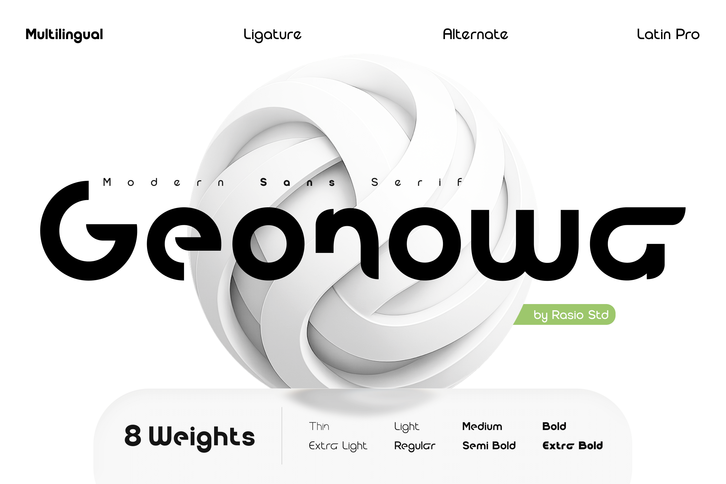 Geonowa Font by product.rasiostudio, experimental geometric sans font preview