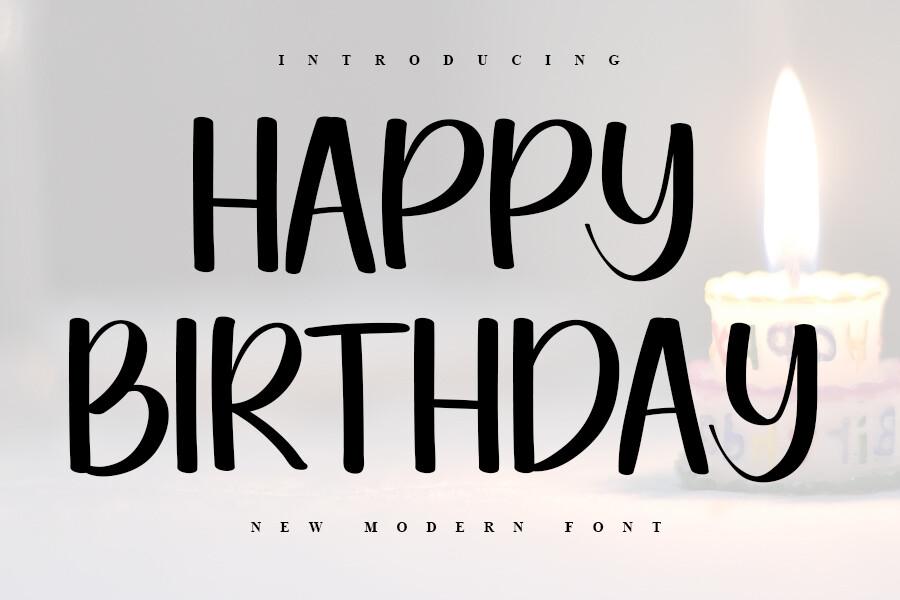 Happy Birthday Font by ABBAsalam, clean uppercase lettering with a curled final Y font preview
