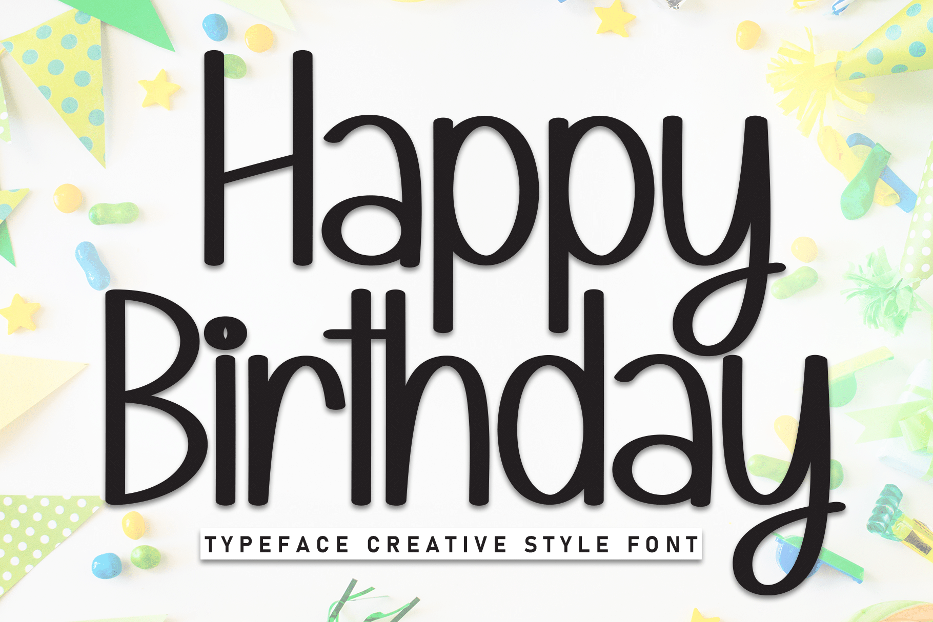 Happy Birthday Font by Misterletter.co, tall upright handwriting with a round dot on the i font preview