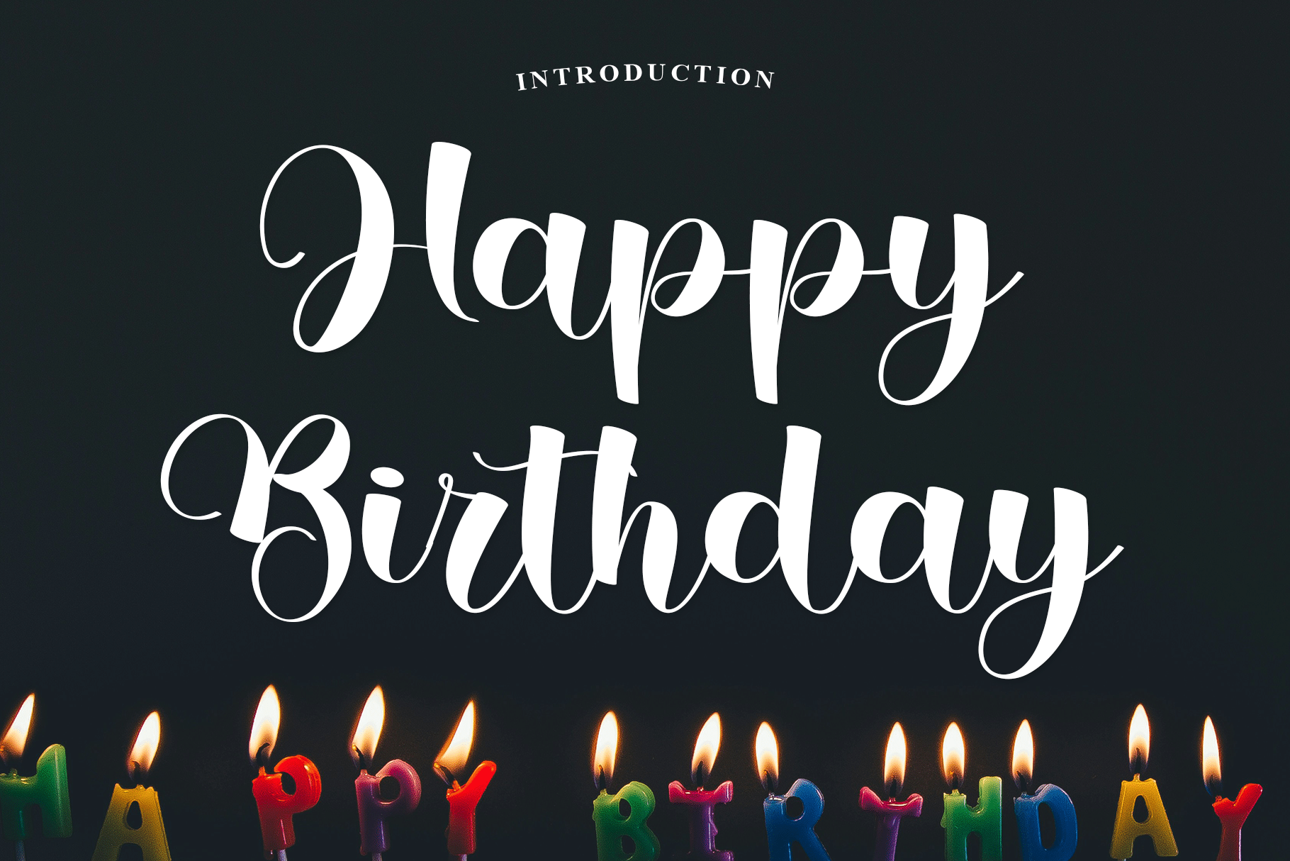 Happy Birthday Font by Creatype Designer, slim high-contrast white script font preview