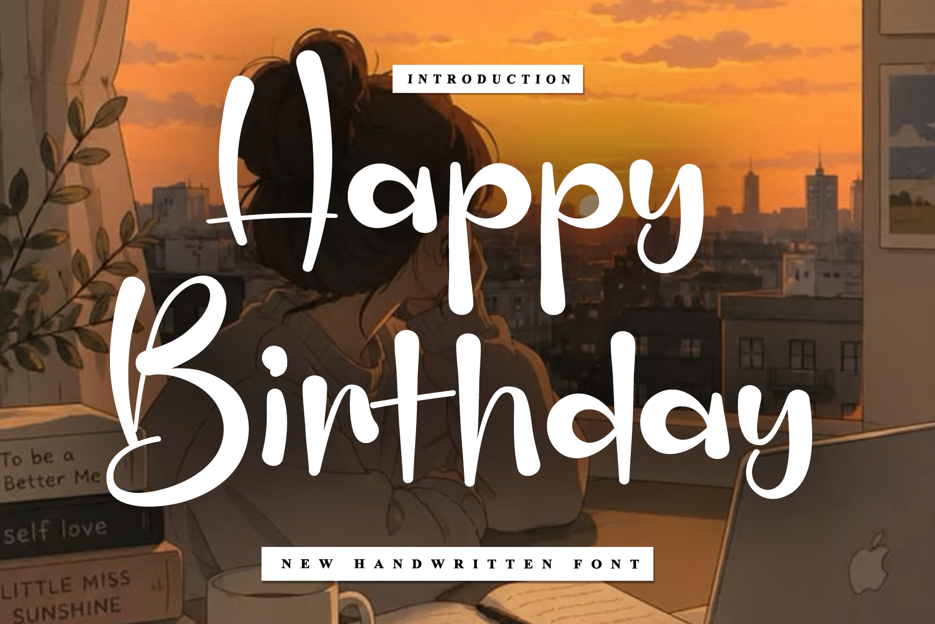 Happy Birthday Font by pinkmeca, white script over a photo font preview