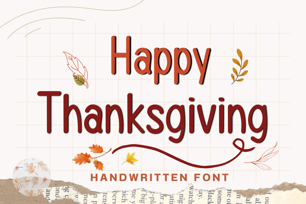 Happy Thanksgiving Font by Nun Sukhwan, handwritten Thanksgiving font preview