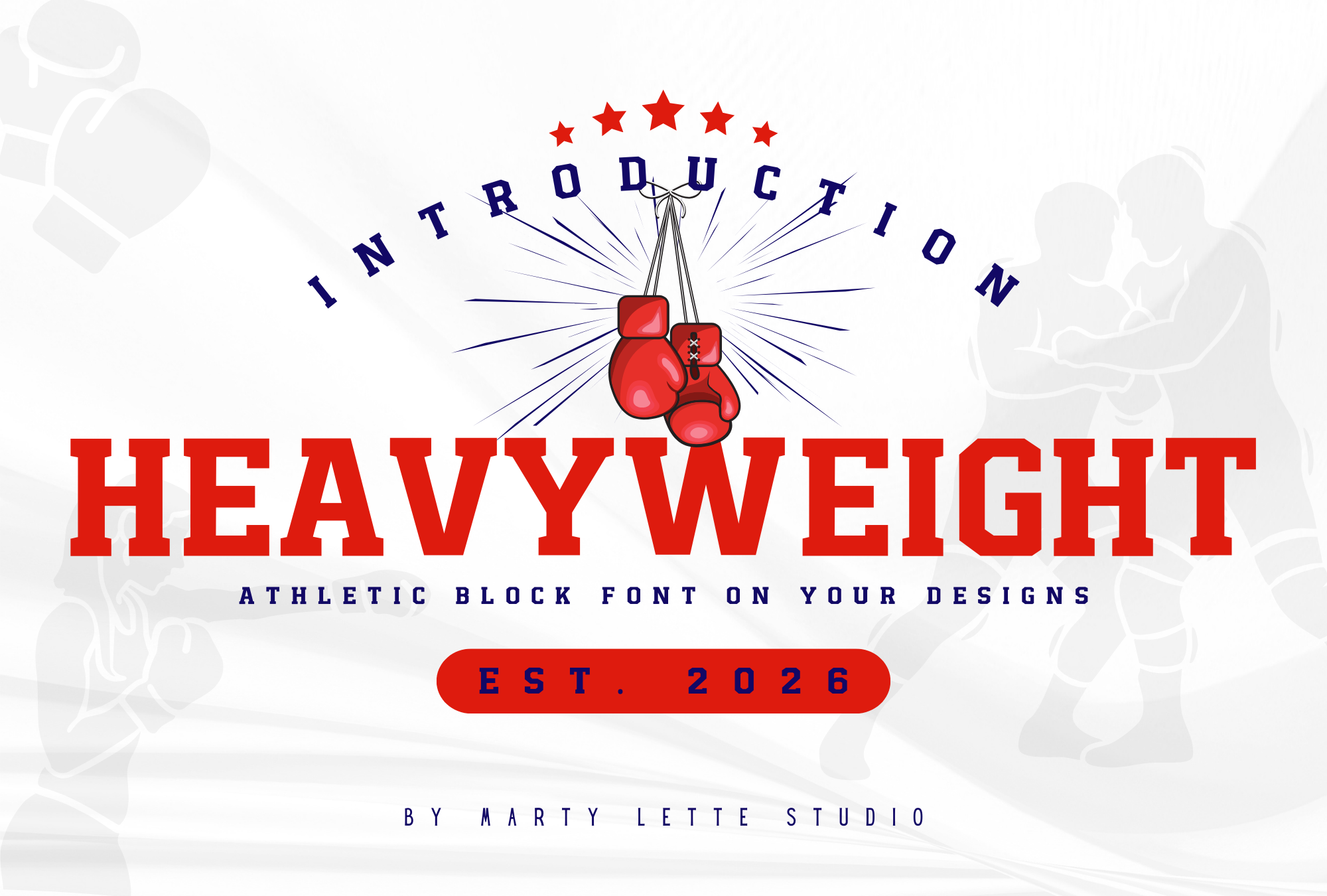 Heavyweight Font by Marty Letter Studio, tall heavy block letters with clean edges and no outlines