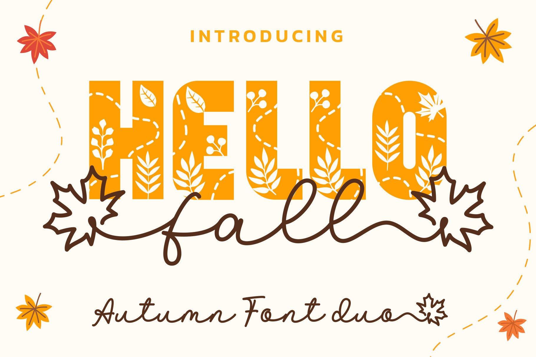 Hello Fall Duo Font by Hoperative Design, fall font duo preview