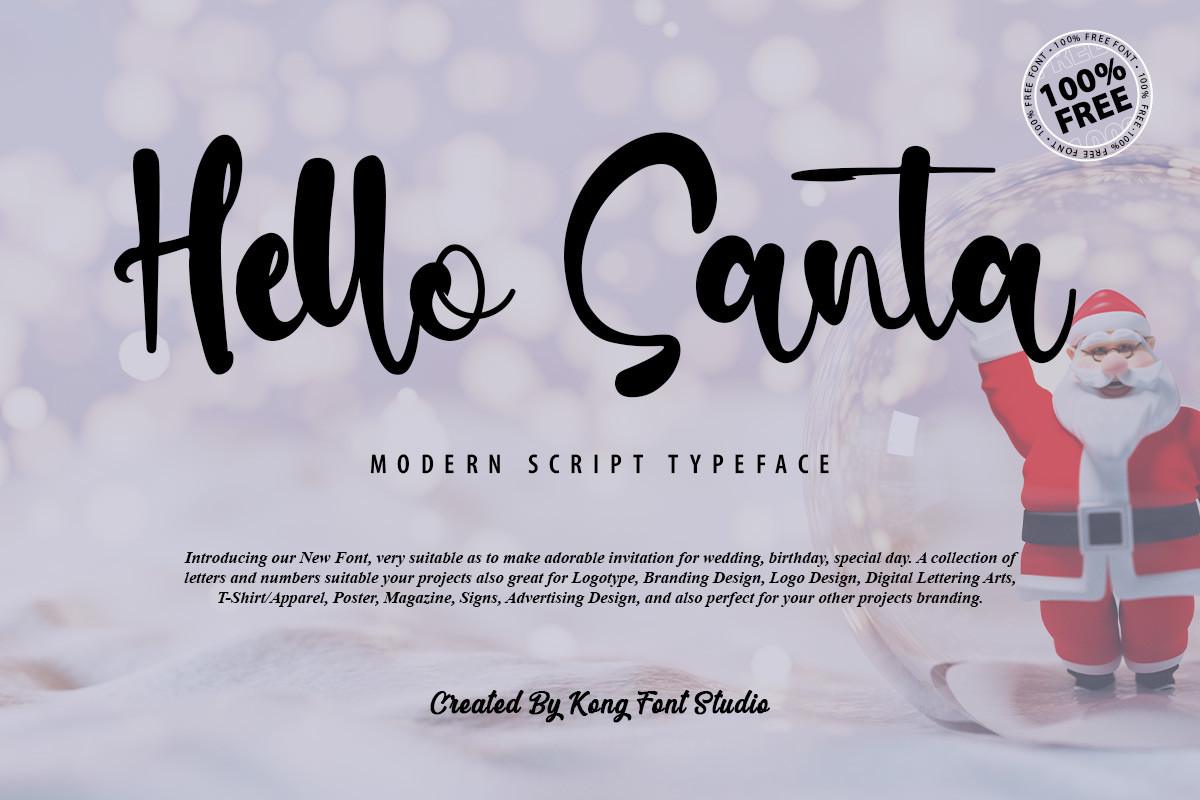 Hello Santa Font by Kong Font, bold brush Christmas script font preview