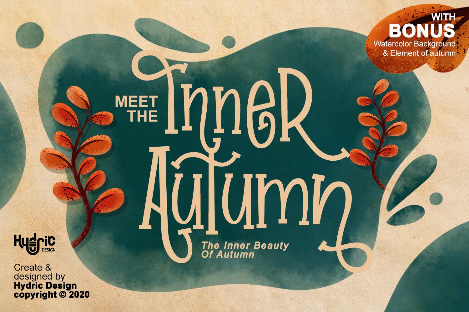 Inner Autumn Font by Hydric Design, decorative fall display font preview
