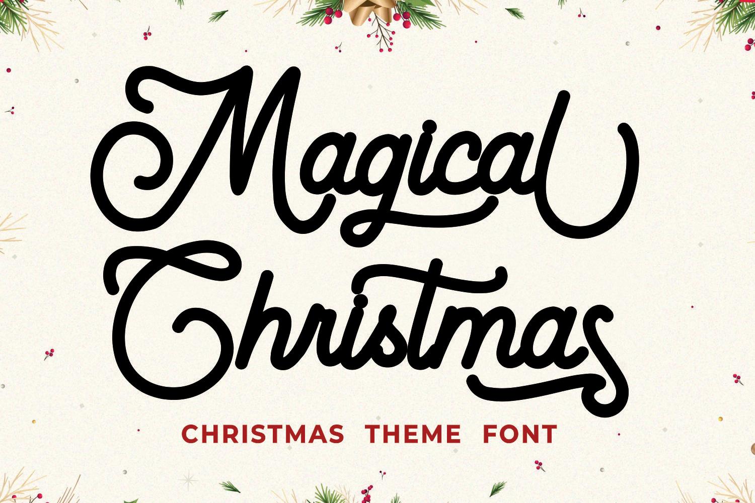 Magical Christmas Font by Lisna.Craft, bold monoline Christmas script font preview