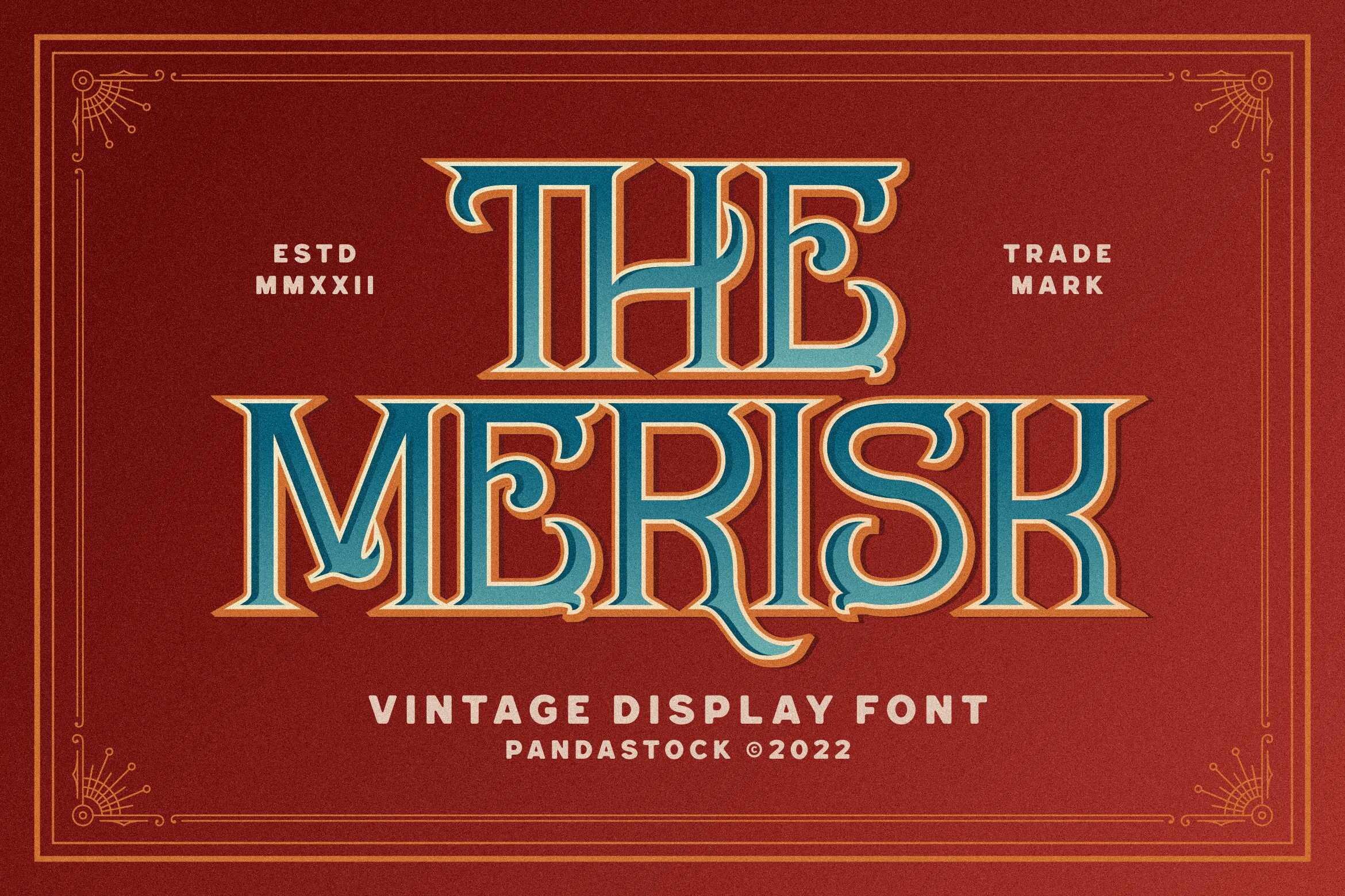 Merisk Font by imoodev, ornate Victorian font preview