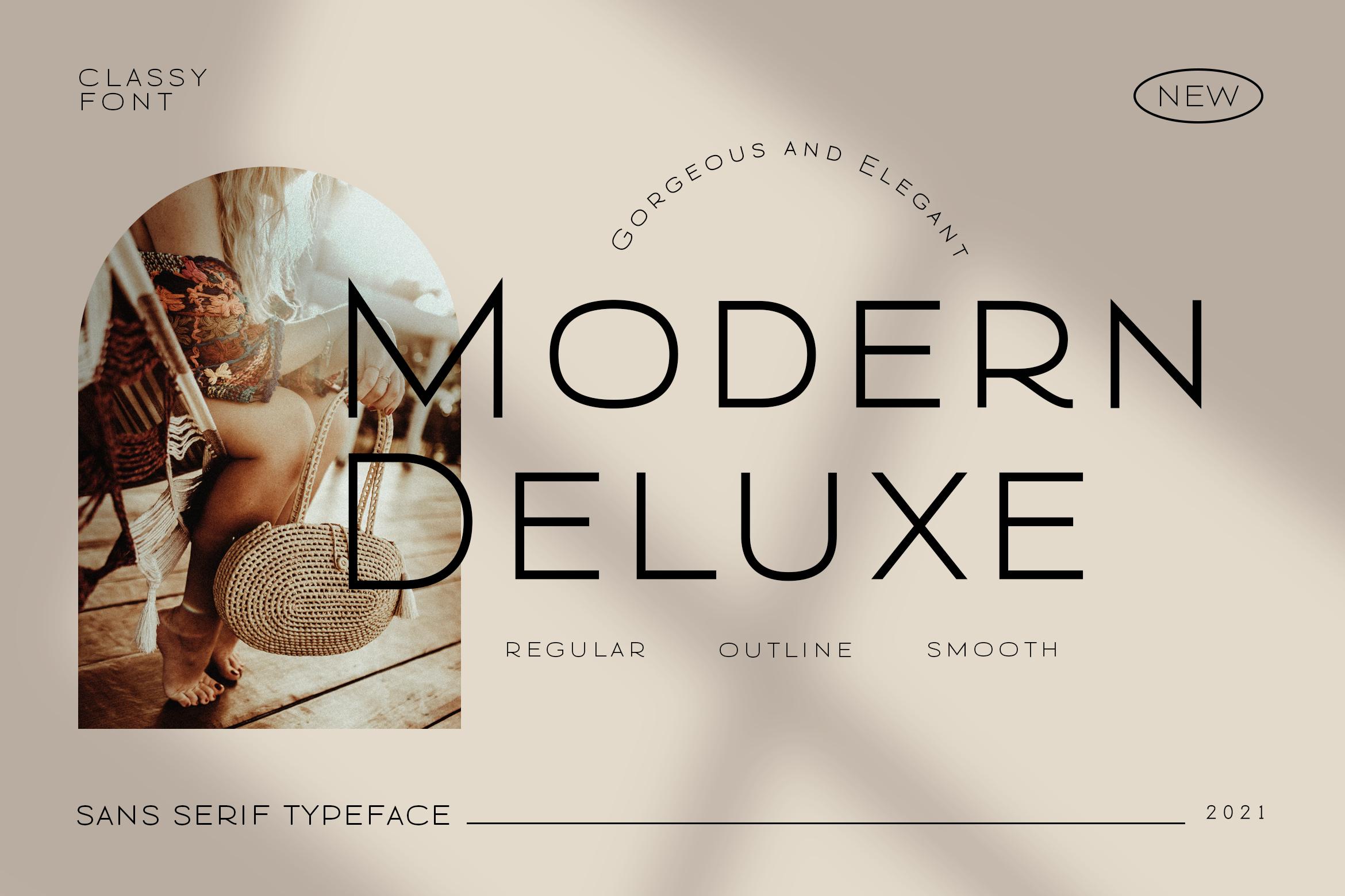 Modern Deluxe Font by fontherapy, elegant sans serif font preview