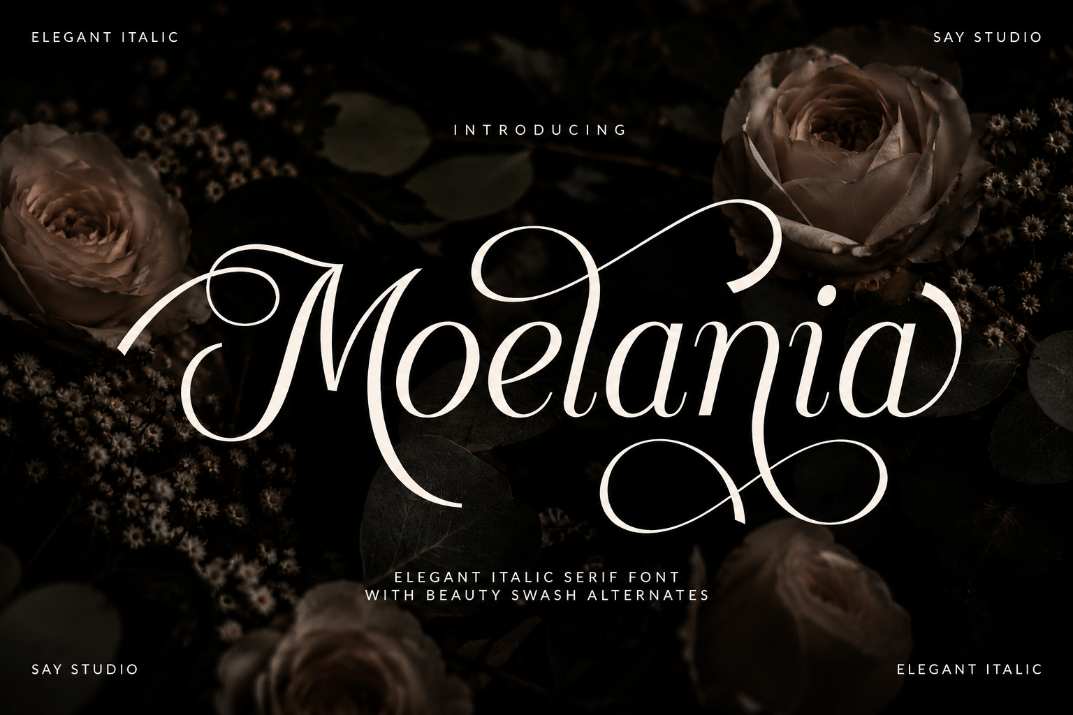 Moelania Font by SayStudio, italic fancy numbers font preview