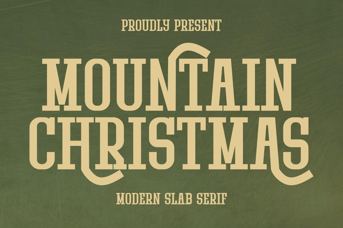 Mountain Christmas Font by Pian45, condensed slab serif Christmas font preview