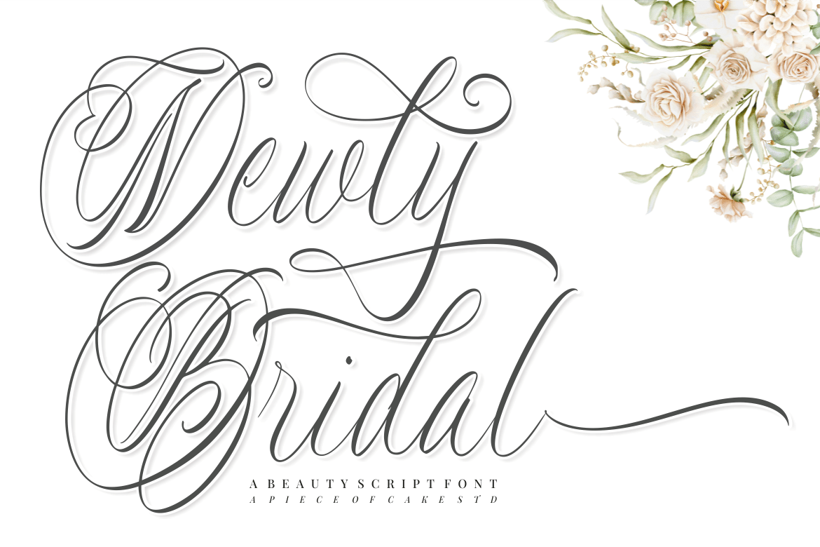 Newly Bridal Font by a piece of cake, ornate wedding script with layered looped capitals font preview