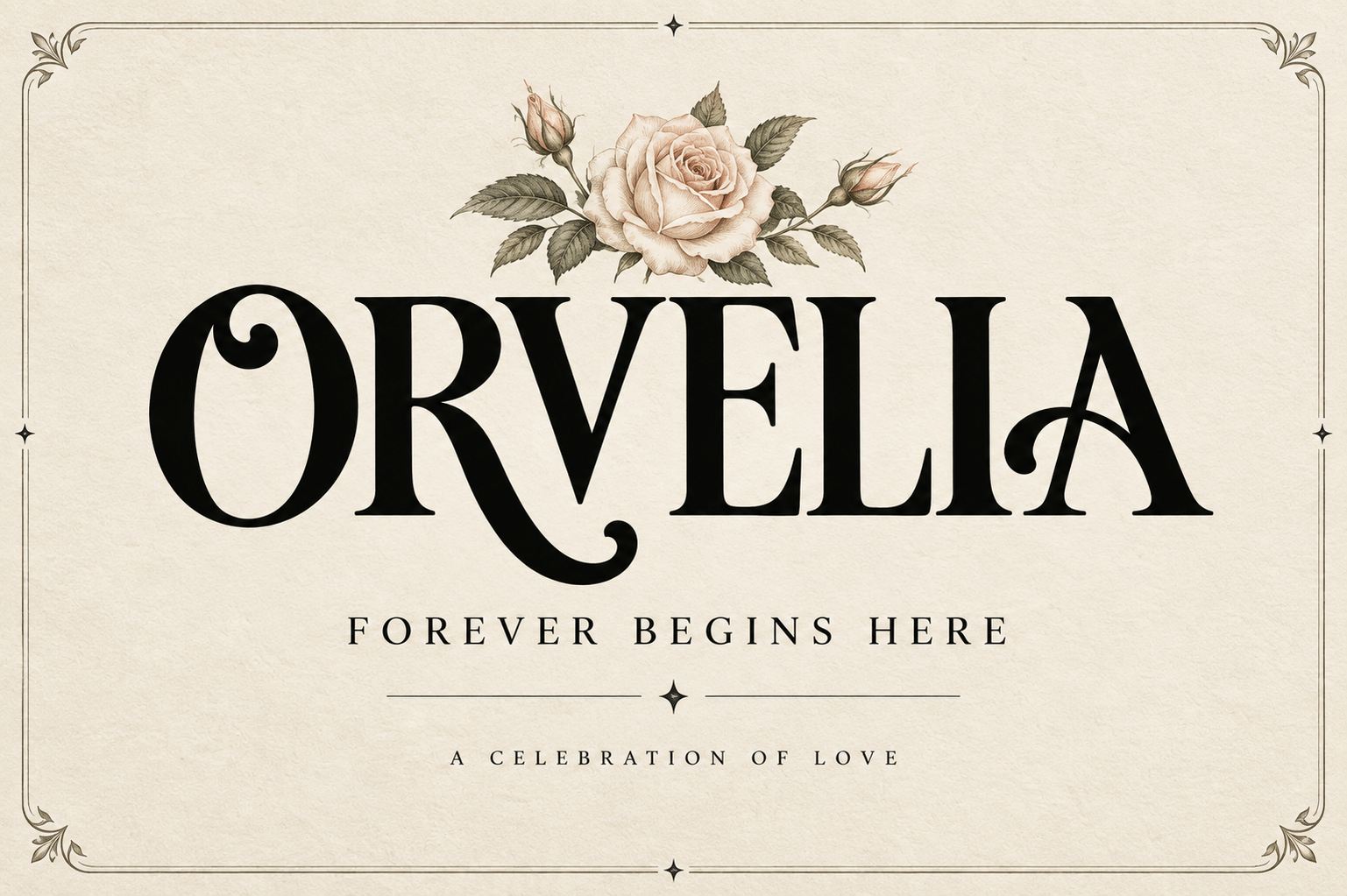 Orvelia Font by Colourful, elegant fancy numbers font preview