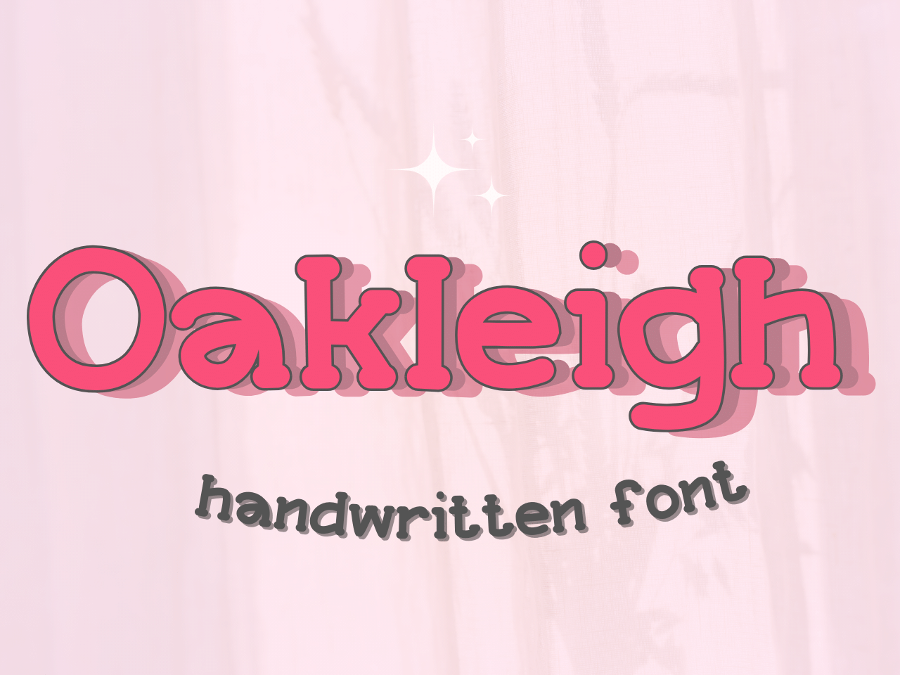 Oakleigh Font by Pukka De, bold pink rounded letters with an offset shadow font preview