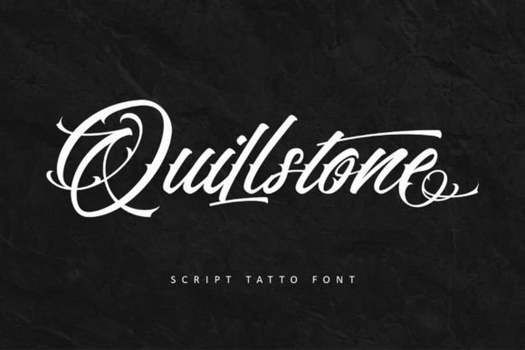 Quillstone Font — classic cursive tattoo font with swash preview