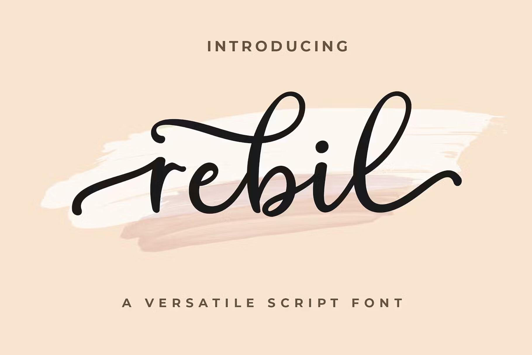 Rebil Script Font by realistic.std, casual wedding script font preview