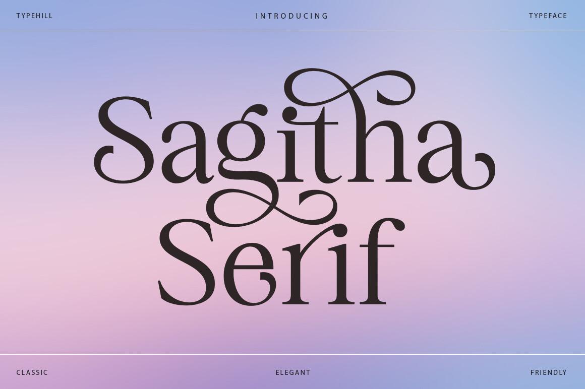 Sagitha Serif Font by typehill, romantic serif font preview