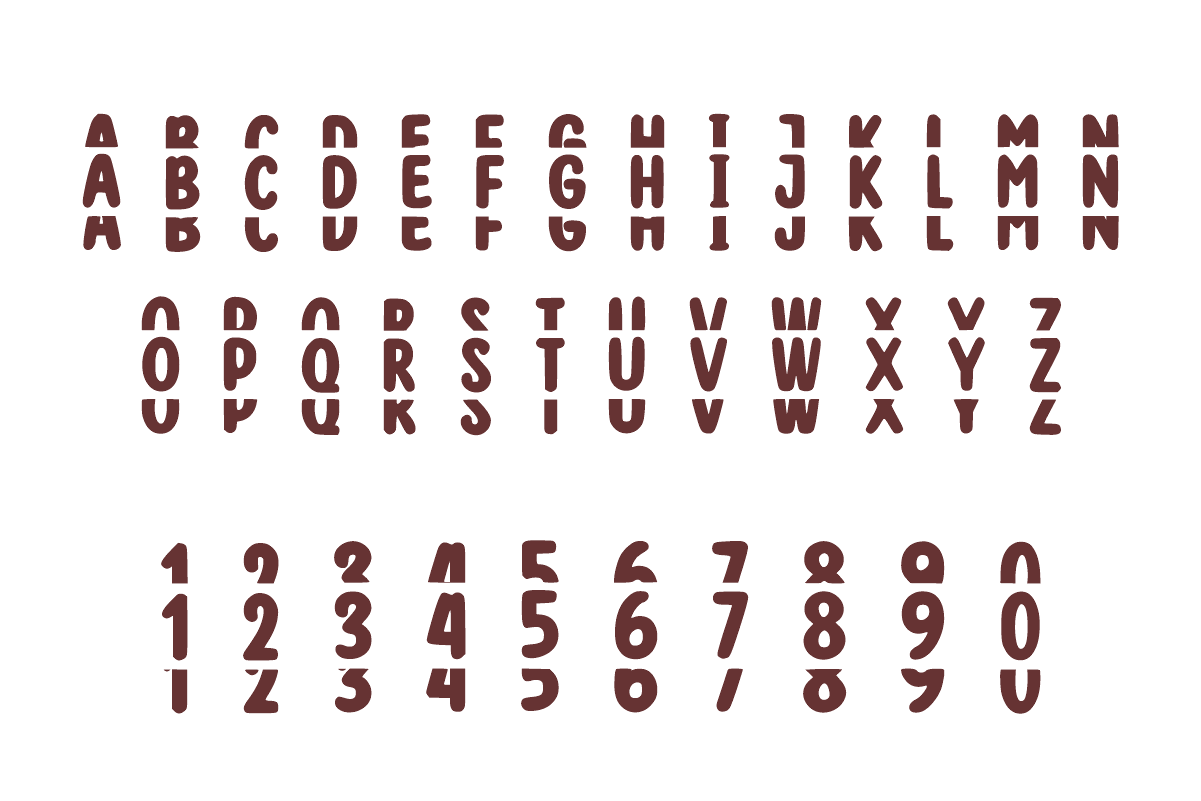 Srintil Font by Sahira Studio, stacked font uppercase and numbers font preview