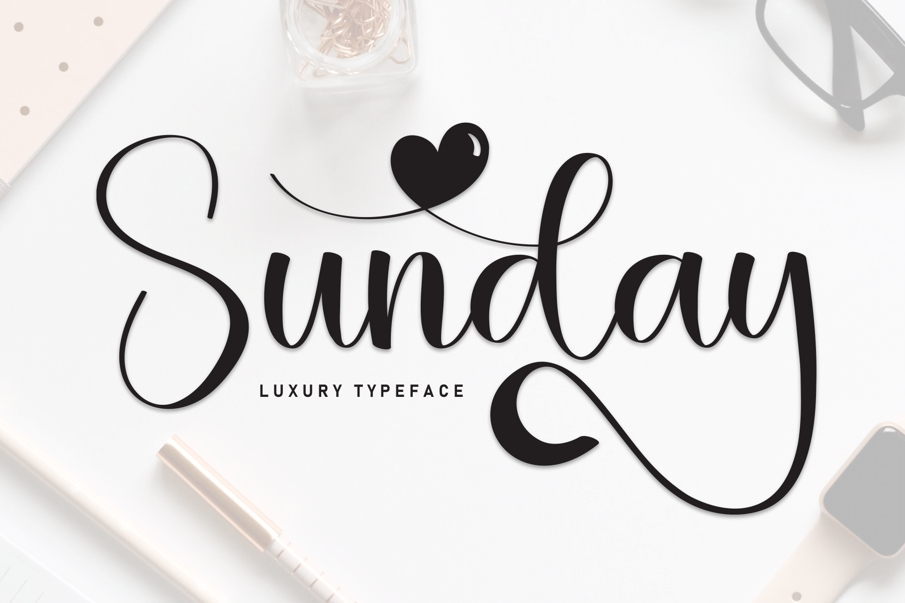 Sunday Font by andikastudio, cursive font with heart preview