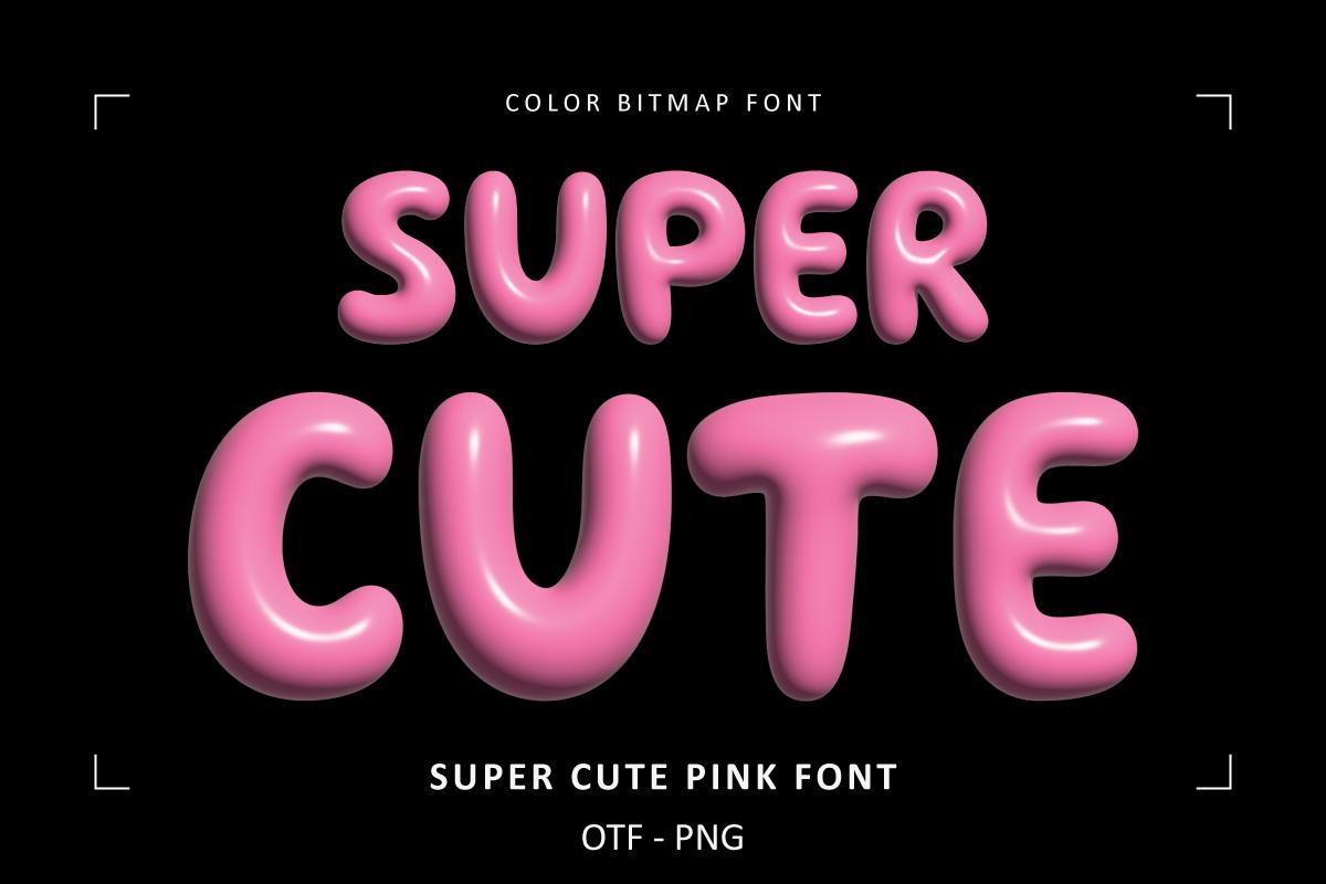 Super Cute Font by Font Craft Studio, inflated pink balloon-style letters font preview