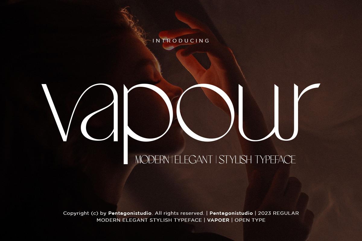 Vapour Font by Pentagonistudio, stylish thin sans serif font preview