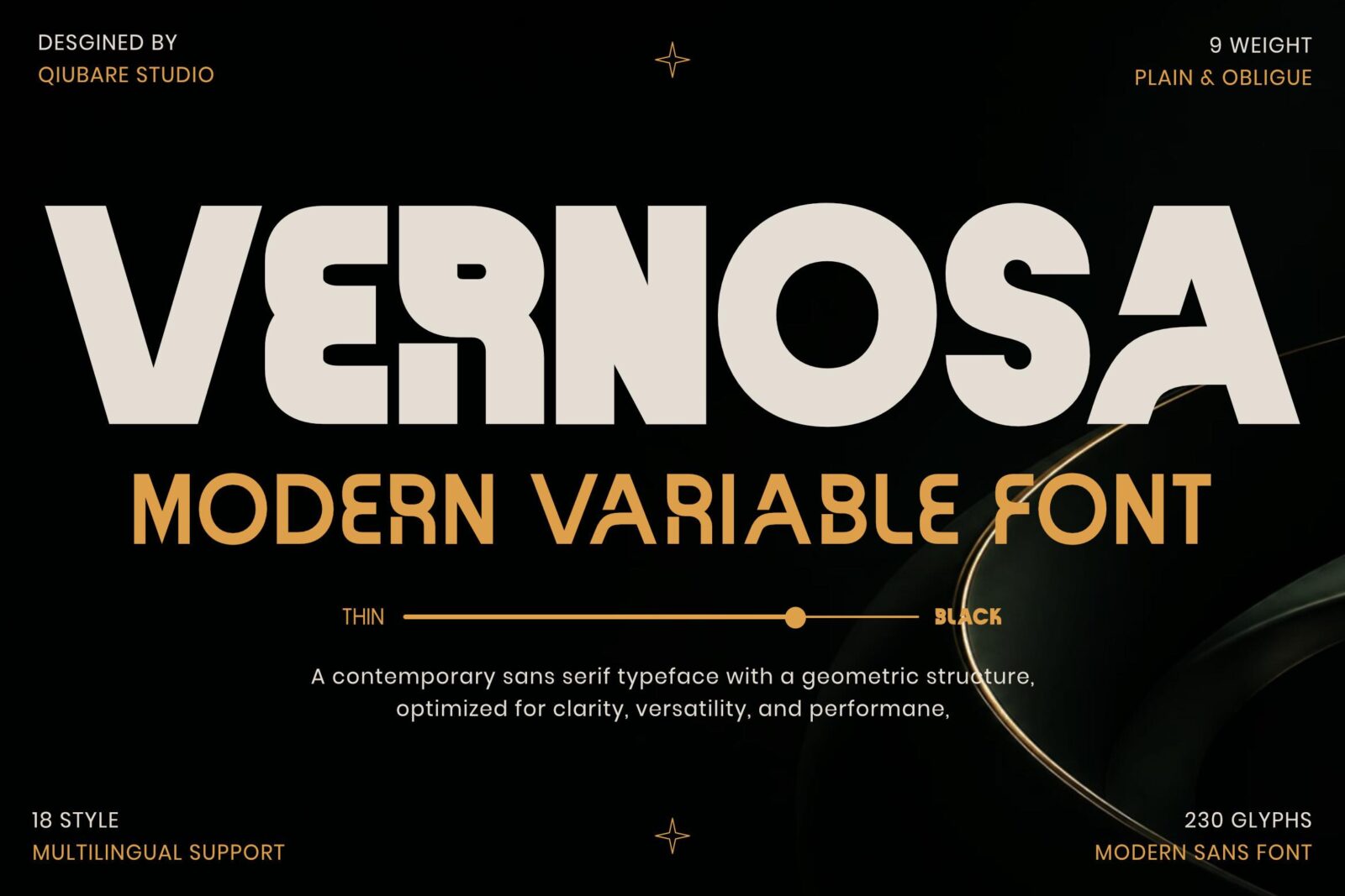 Vernosa Variable Font by Qiubare Studio, preview of the typeface