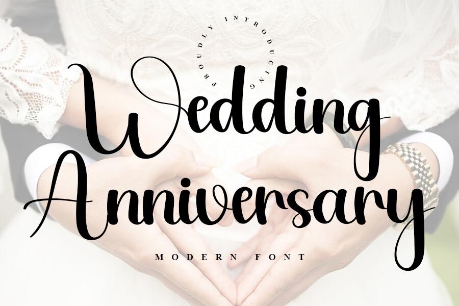 Wedding Anniversary Font by ABBAsalam, bold wedding script font preview