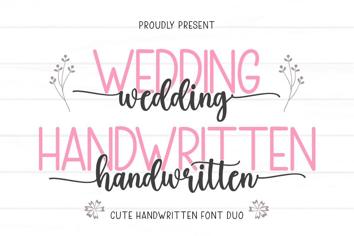Wedding Handwritten Font by Letter Muray, cute wedding font duo preview
