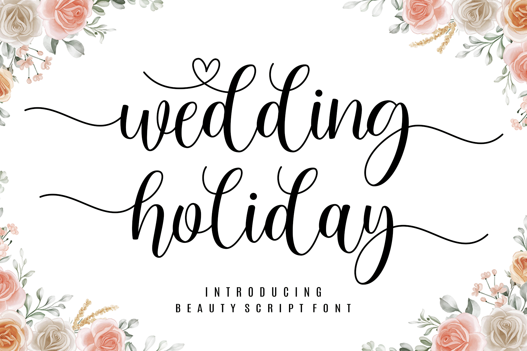 Wedding Holiday Font by Artkenza, romantic wedding script font preview