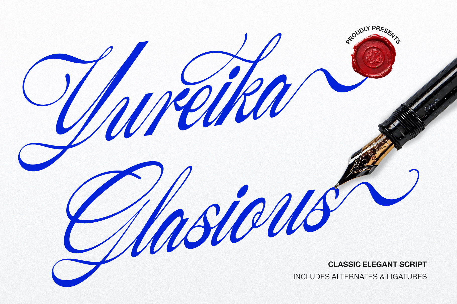Yureika Glasious Font by Gracetypestudio, pointed pen calligraphy font preview
