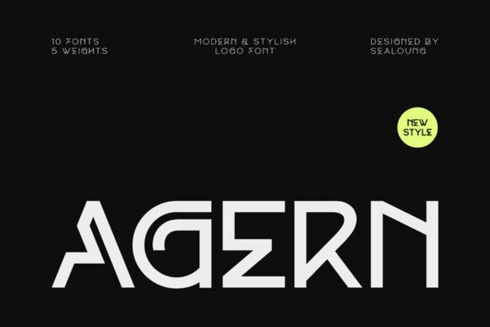 Agern Font modern logo font family for tech brands