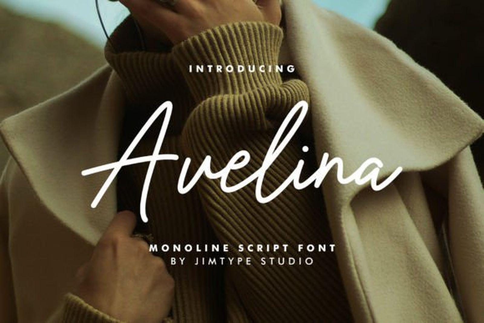 Avelina Font monoline script for embroidered and engraved logos